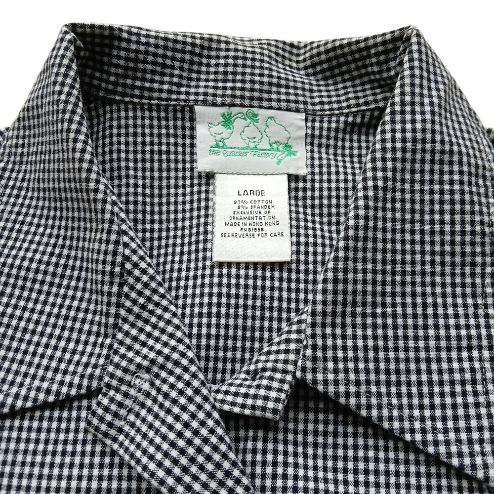 The Quaker Factory Size Large Black and White Checkered Jacket Floral Embroidery - Picture 2 of 7